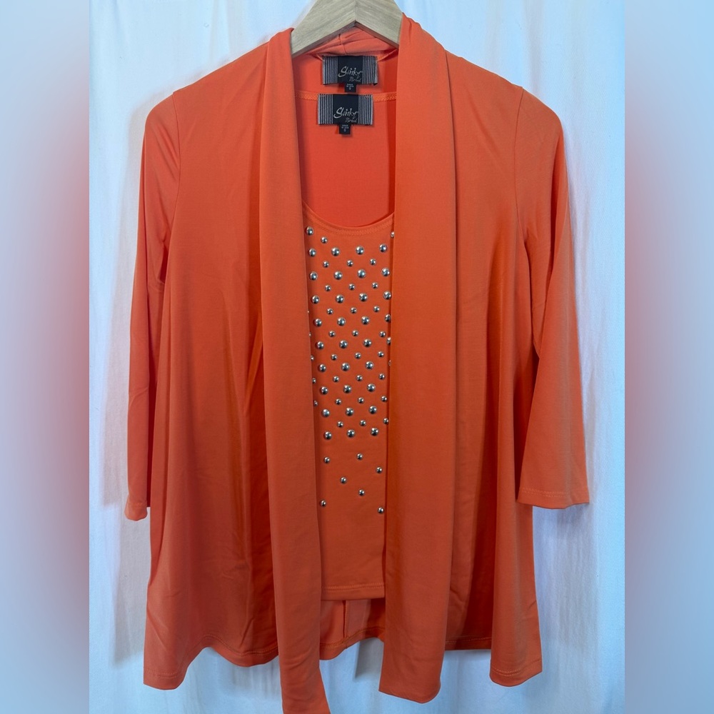 Slinky Brand Handkerchief Sweater & Silver Studded Top Set
